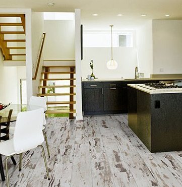 bright kitchen with laminate flooring